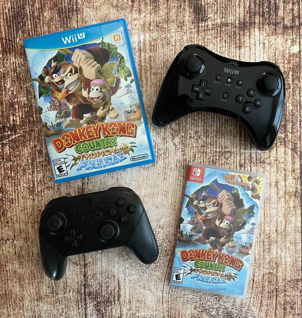 Donkey Kong Country Tropical Freeze for Switch and Wii U, and pro controllers for Switch and Wii U