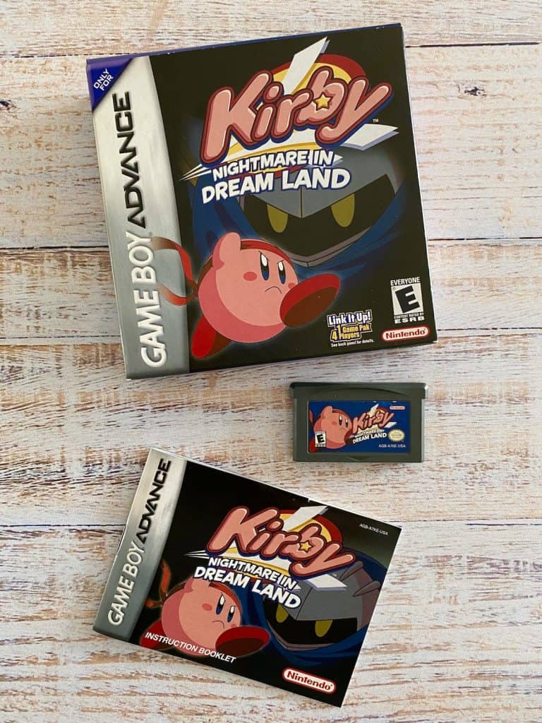 Kirby Nightmare in Dream Land box, cart, and manual