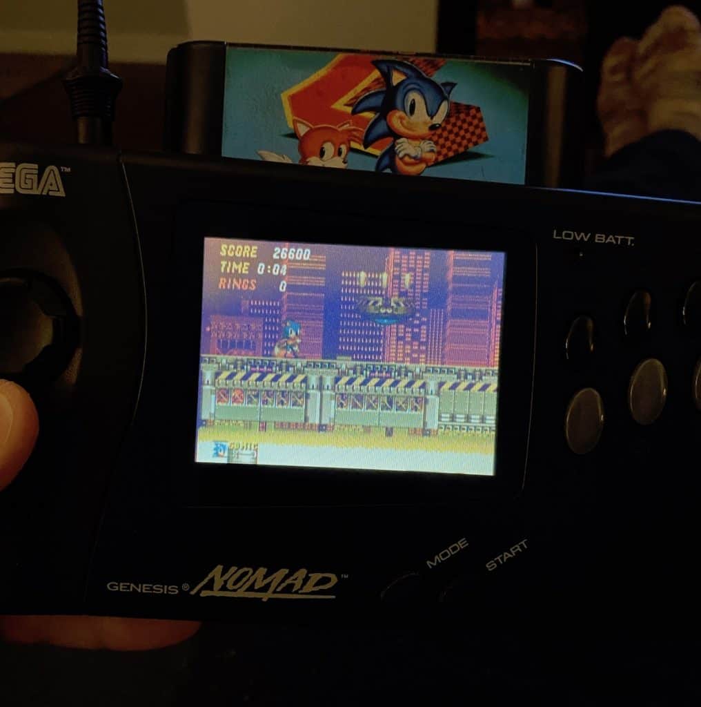 Sonic 2 on the Nomad with brightness turned up