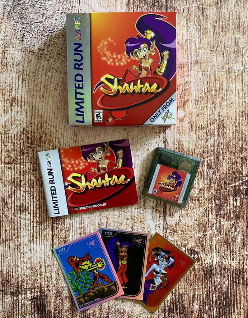 Shantae Game Boy Color Limited Run re-release box, manual, cart, and trading cards