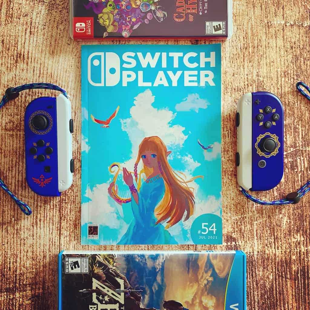 Switch Player Issue 54 cover with Skyward Sword joy cons nearby