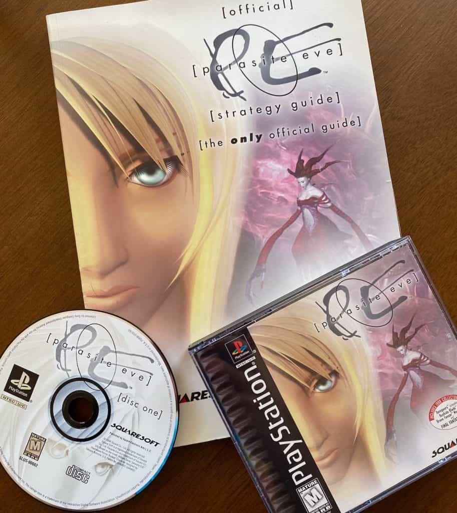 Parasite Eve on PS1 case, disc, and strategy guide