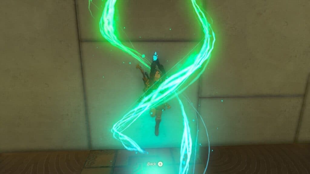 Screenshot of Ascend ability from Zelda: Tears of the Kingdom